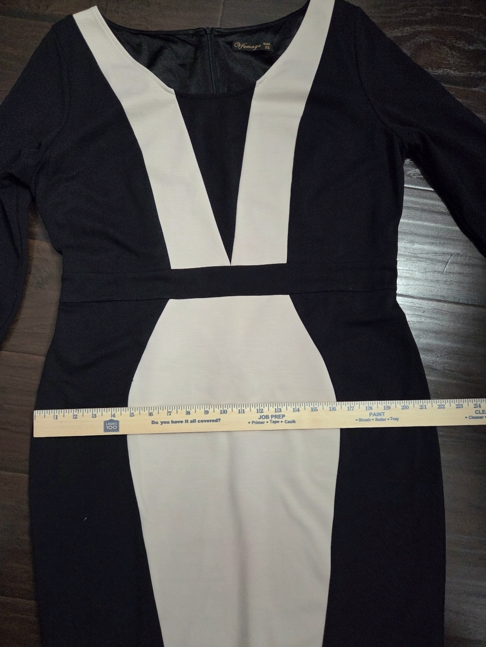Vfemage Black and Beige Colorblock Dress - Picture 9 of 10